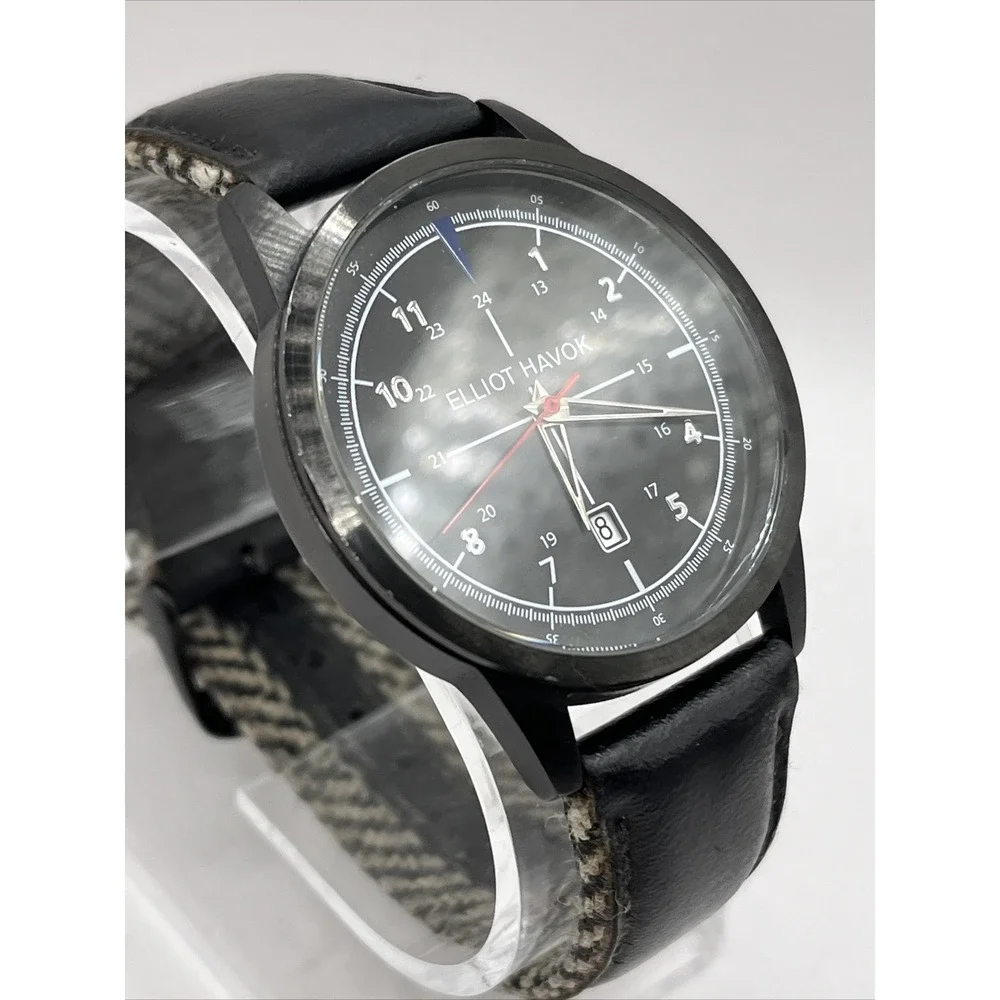 Elliot Havok Timepiece Midnight Men's‎ Quartz Watch Genuine Leather- New Battery